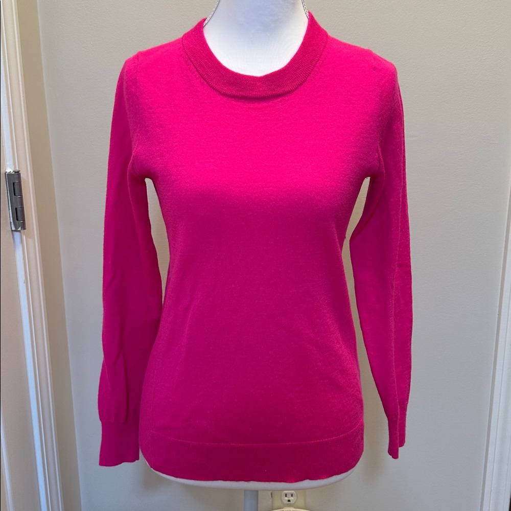 J. Crew Factory Vibrant Pink Crew Neck Sweater